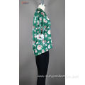 ladie's flower printed long T-shirt sleev v-neck